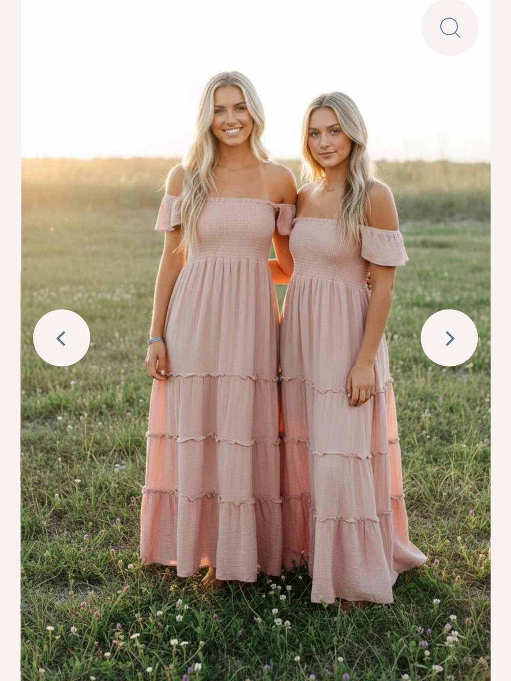 Ruffle-Shoulder Smocked Maxi Dress in Peony muslin